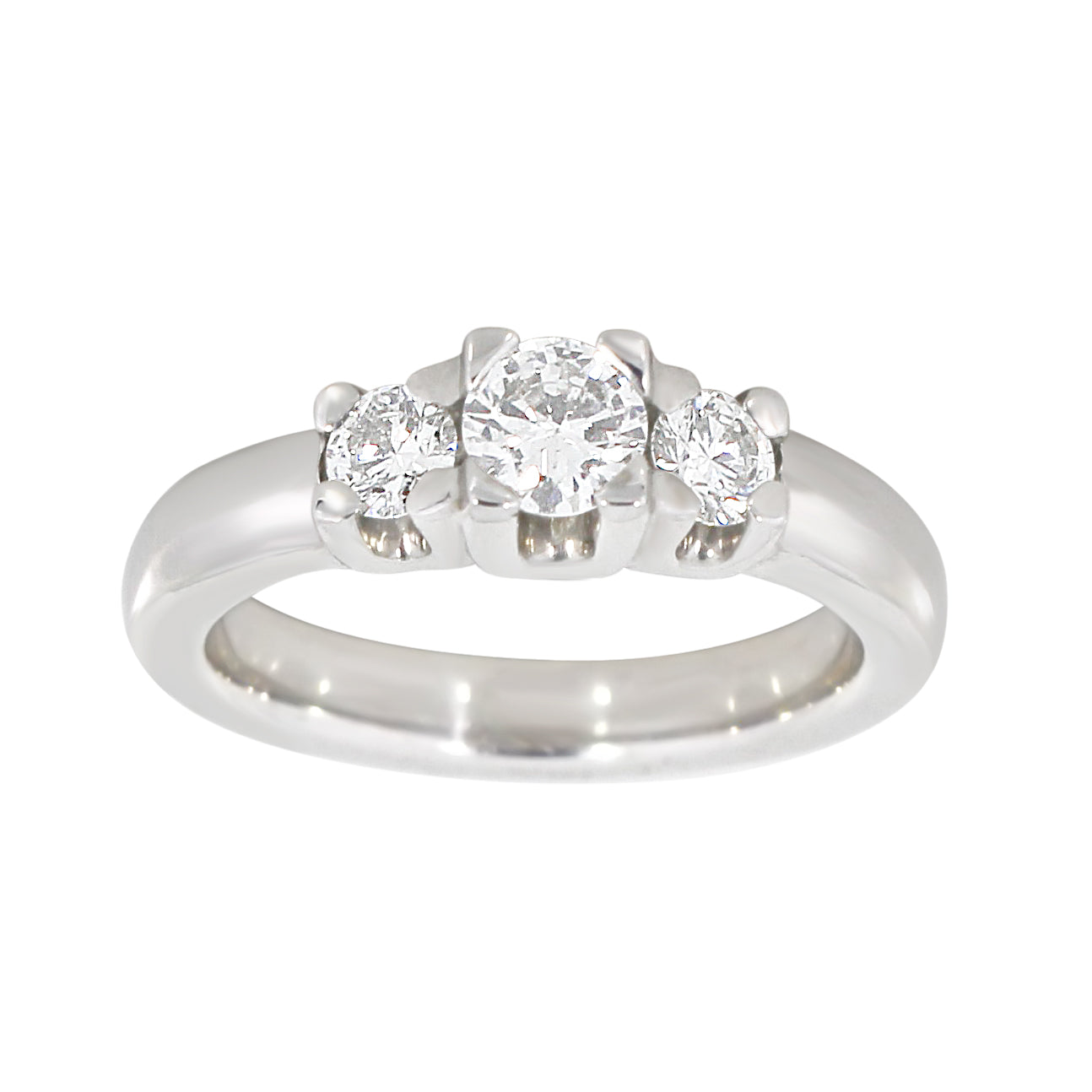 Diamantring i Gult/Hvitt Gull og tre Diamanter 0.75ct TW/SI