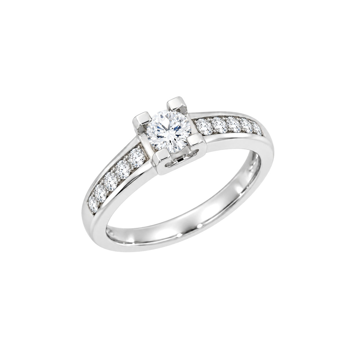 Carola Diamantring i Hvitt Gull (585) med Tot. 0,90 ct TW/SI Diamanter – Diamanthuset