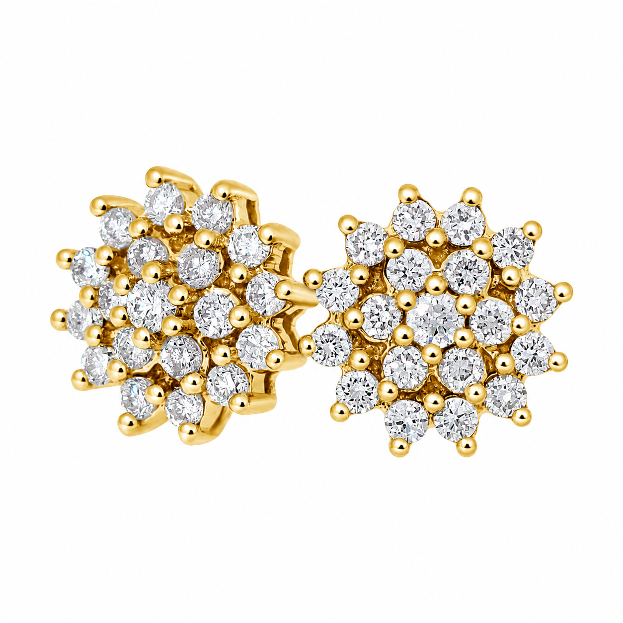 Diamantøredobber rosett i gult gull, 0,50 ct TW/SI