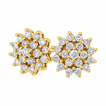 Diamantøredobber rosett i gult gull, 0,50 ct TW/SI