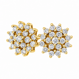 Diamantøredobber rosett i gult gull, 0,50 ct TW/SI