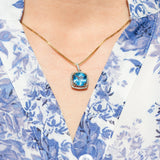 Bloom Diamantanheng i Gult Gull - 0.20ct tw/si Diamanter - 4.10ct Blå Topas  - 14kt Gull (585)