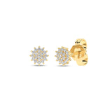 Diamantøredobber rosett i Hvitt/Gult Gull, 0.12ct TW Si