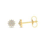 Diamantøredobber rosett i Hvitt/Gult Gull, 0.12ct TW Si