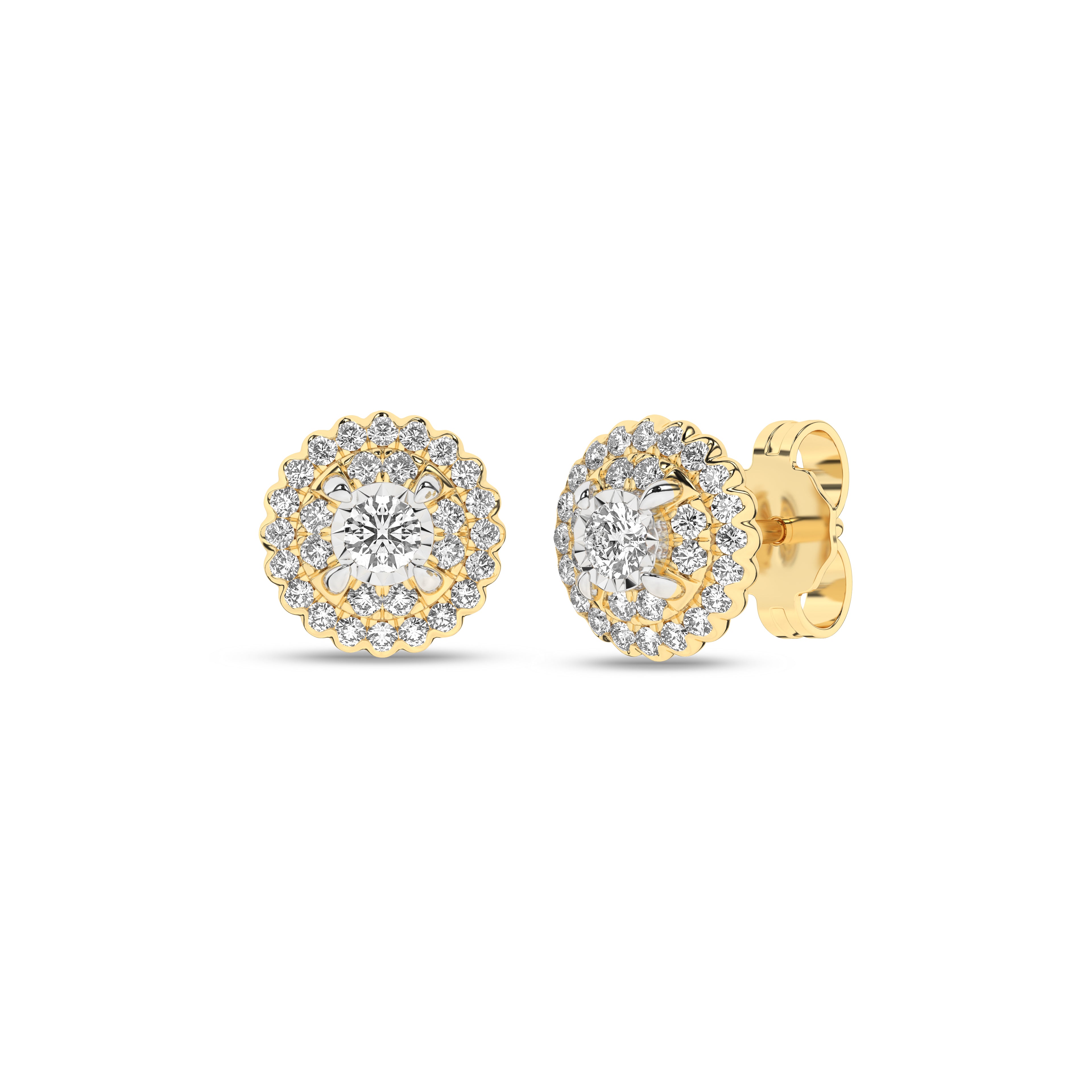 Rosett diamantørepynt i Gult/Hvitt Gull, 0.25ct TWSi
