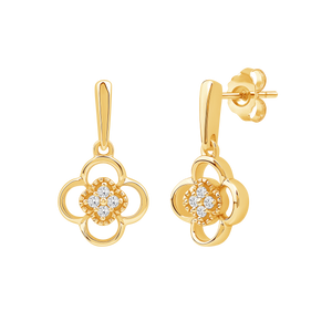 Diamanørepynt i Gult/Hvitt Gull, 0.06ct tw/si