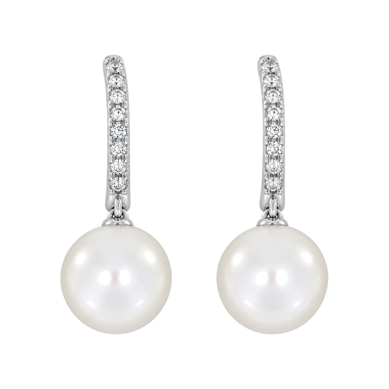 Diamantørepynt i 14kt Hvitt Gull,, 0,25 ct TW/SI Diamanter og 9.5mm Perle – Diamanthuset