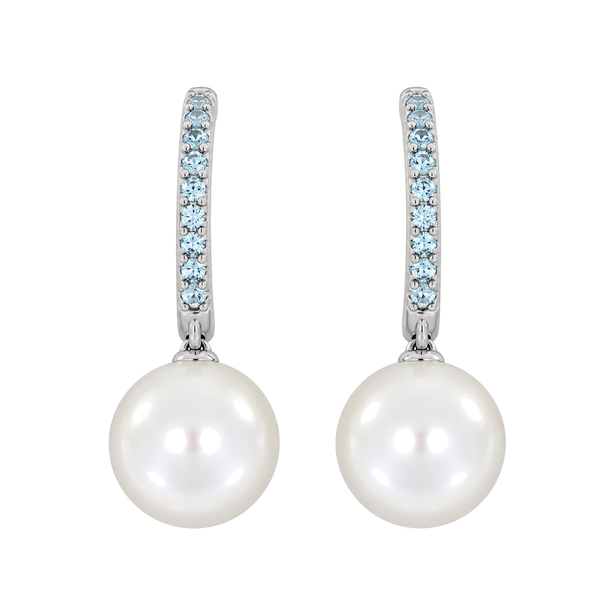 Ørepynt i Gult Gull(585), 0,24 ct Aquamarine og 9.5mm Perle – Diamanthuset