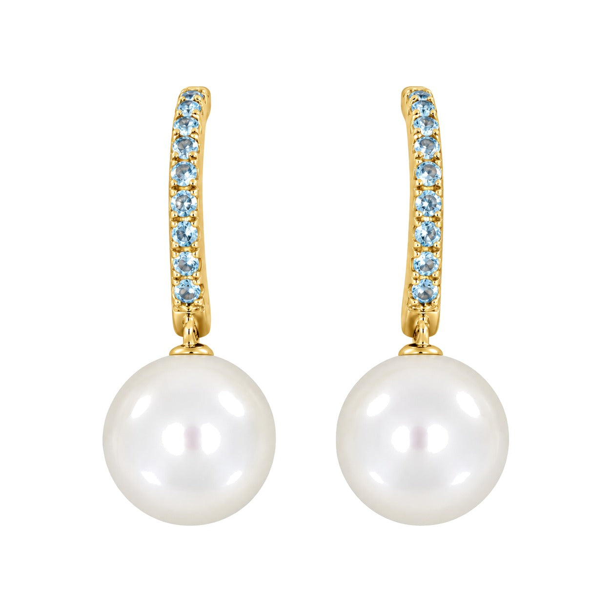 Ørepynt i Gult Gull(585), 0,24 ct Topas og 9.5mm Perle – Diamanthuset
