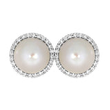 Diamantørepynt i 14kt Hvitt/Gult Gull,, 0.20ct TW/SI Diamanter og 8mm Perle
