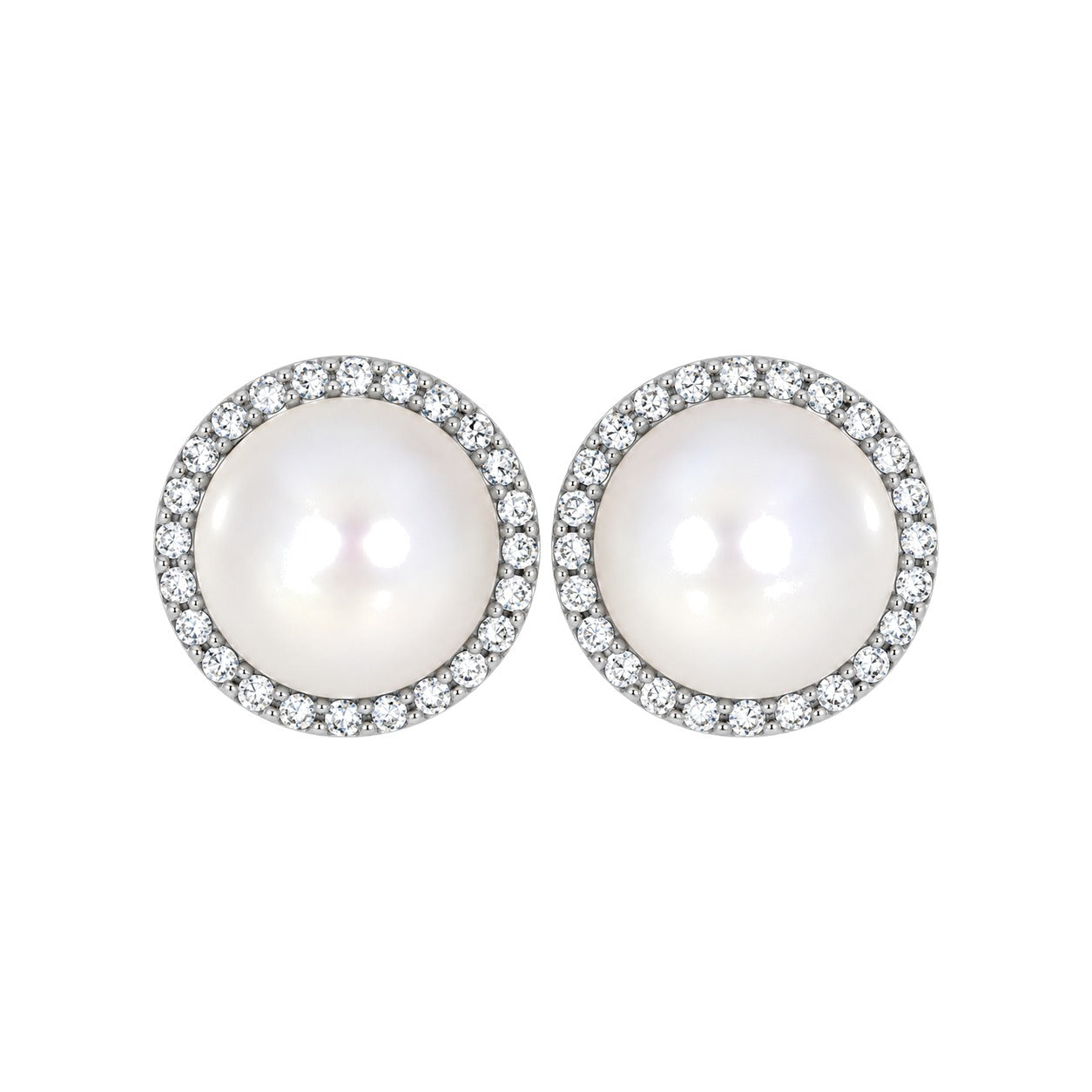 Diamantørepynt i 14kt Hvitt/Gult Gull,, 0,20 ct TW/SI Diamanter og 8mm Perle – bilde 2 – Diamanthuset