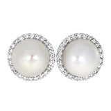 Diamantørepynt i 14kt Hvitt/Gult Gull,, 0.20ct TW/SI Diamanter og 8mm Perle