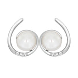 Diamantørepynt i 14kt Hvitt/Gult Gull,, 0.06ct TW/SI Diamanter og 8mm Perle