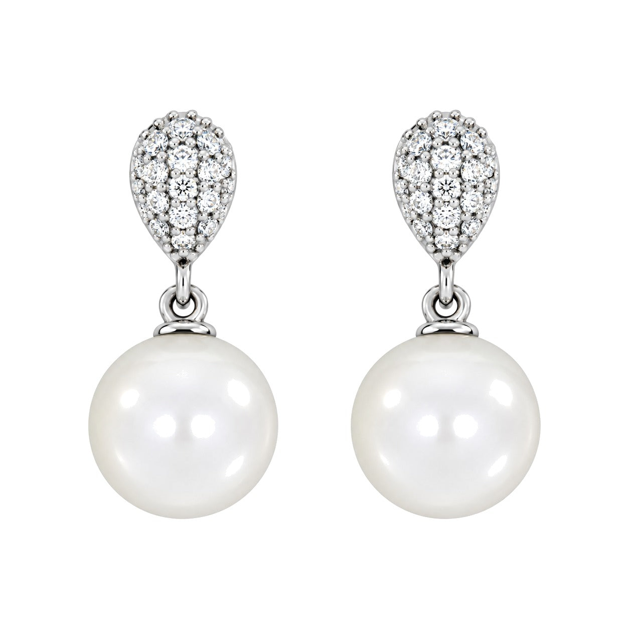 Diamantørepynt i 14kt Hvitt Gull,, 0,25 ct TW/SI Diamanter og 9.5mm Perle – Diamanthuset