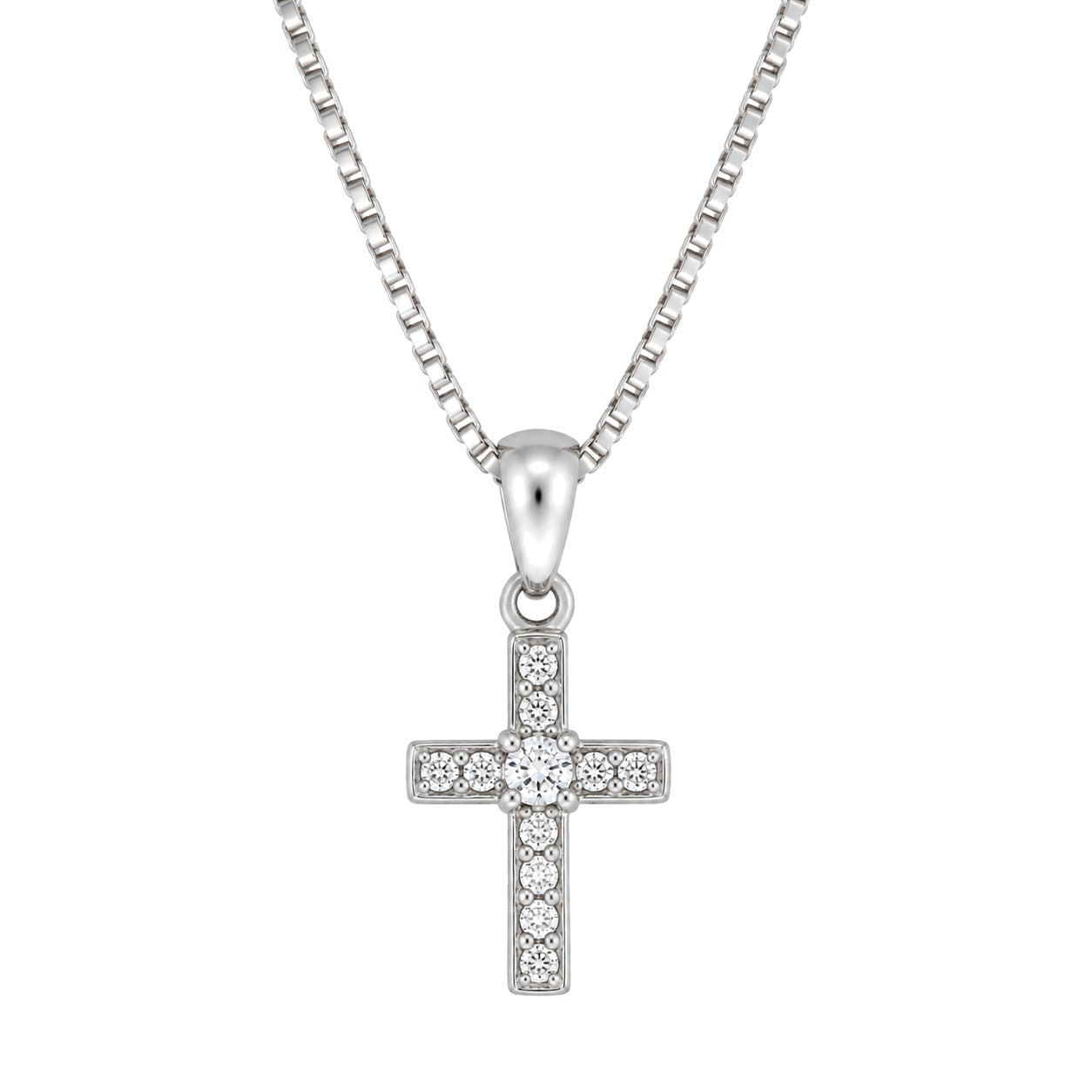 Korsanheng i 14kt Hvitt Gull,, 0,09 ct TW/SI diamanter – Diamanthuset
