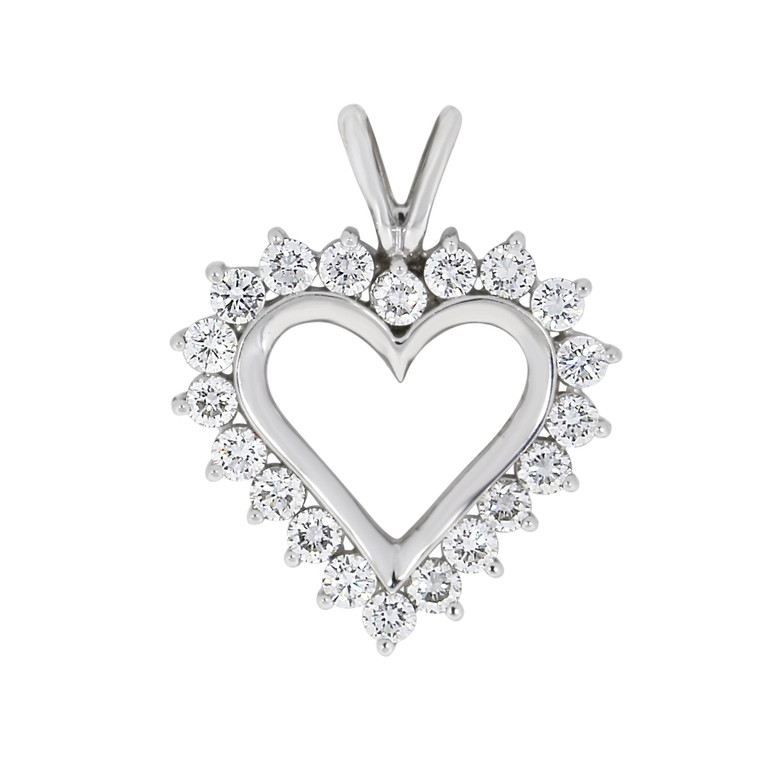 Halssmykke hjerte med diamanter i hvitt gull 0,25ct-1.50ct
