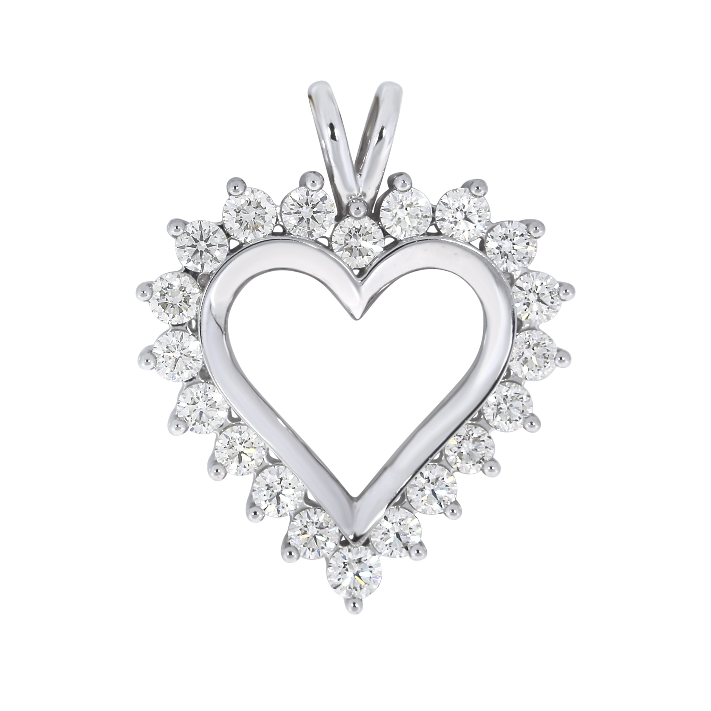 Halssmykke hjerte med diamanter i hvitt gull 0,25ct-1.50ct