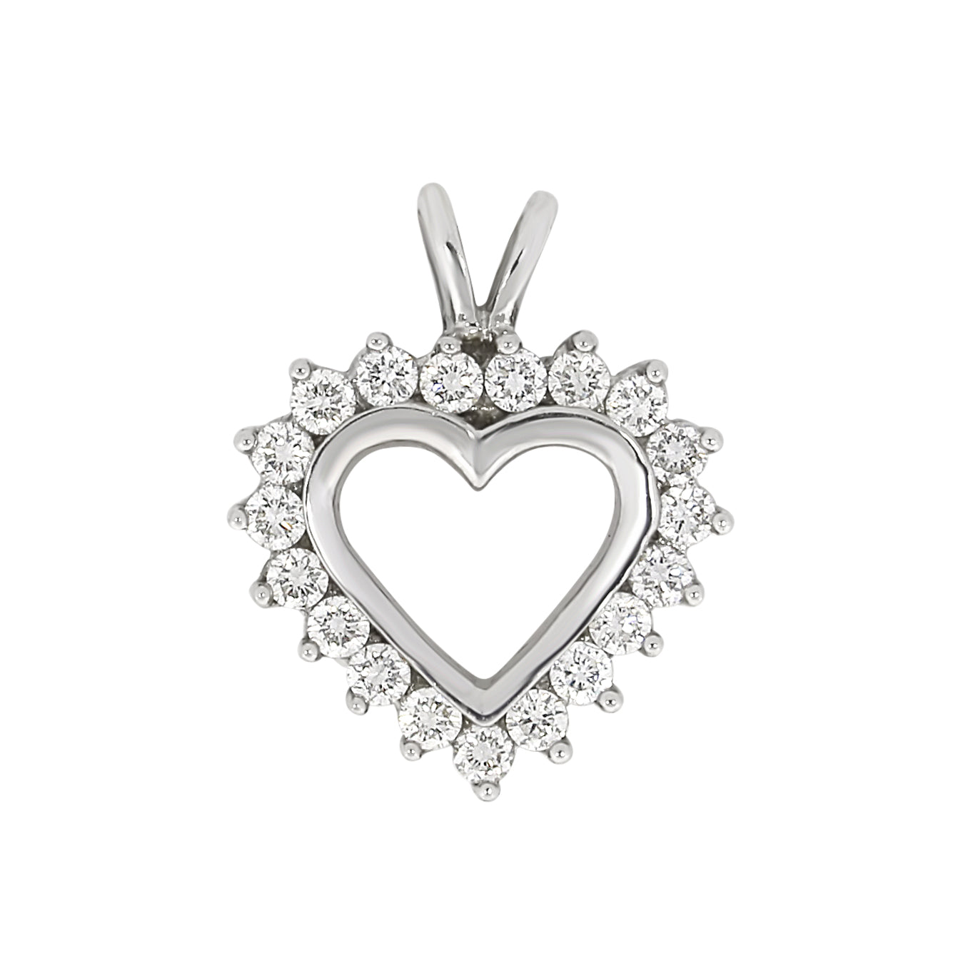 Halssmykke hjerte med diamanter i hvitt gull 0,25ct-1.50ct