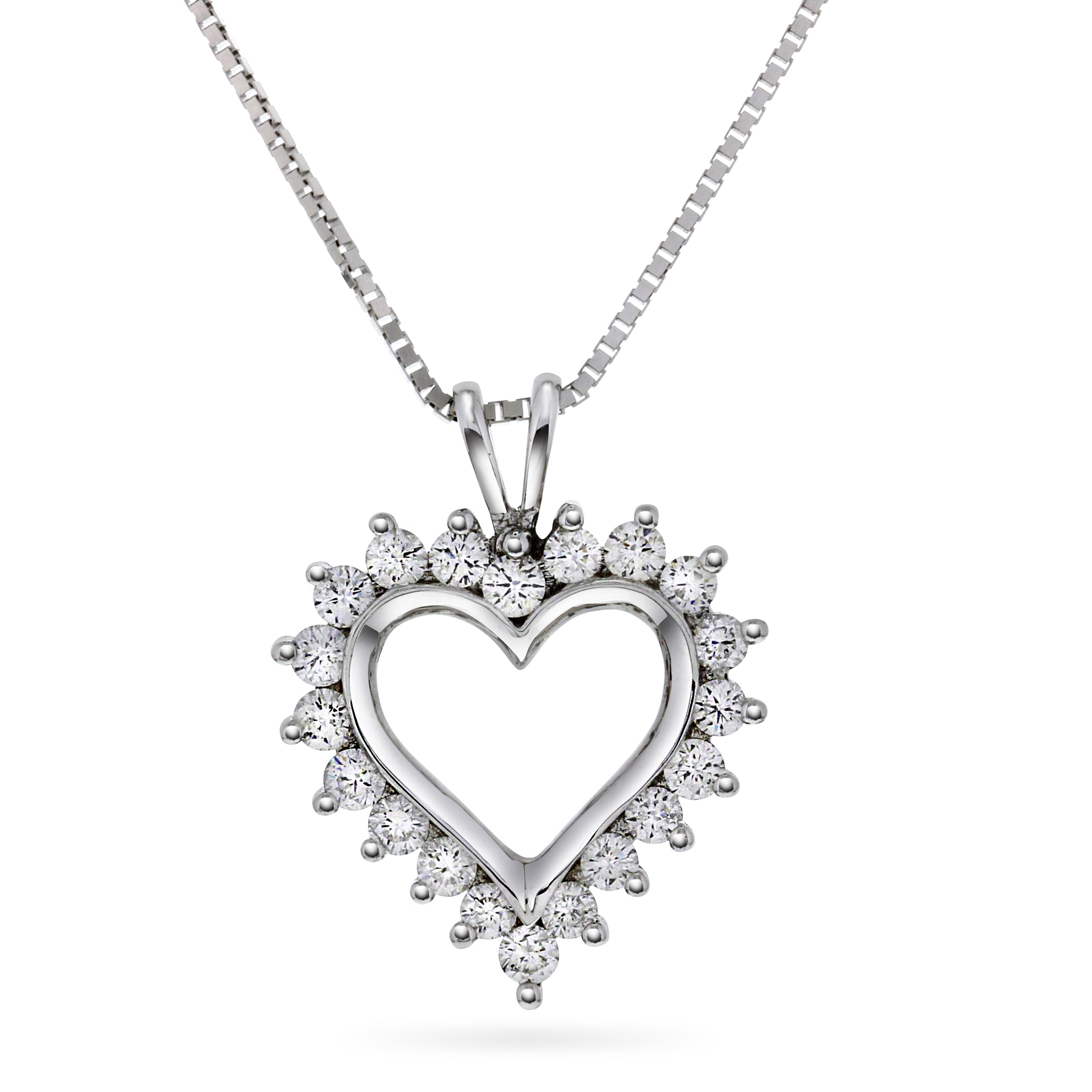 Halssmykke hjerte med diamanter i hvitt gull 0,25ct-1.50ct
