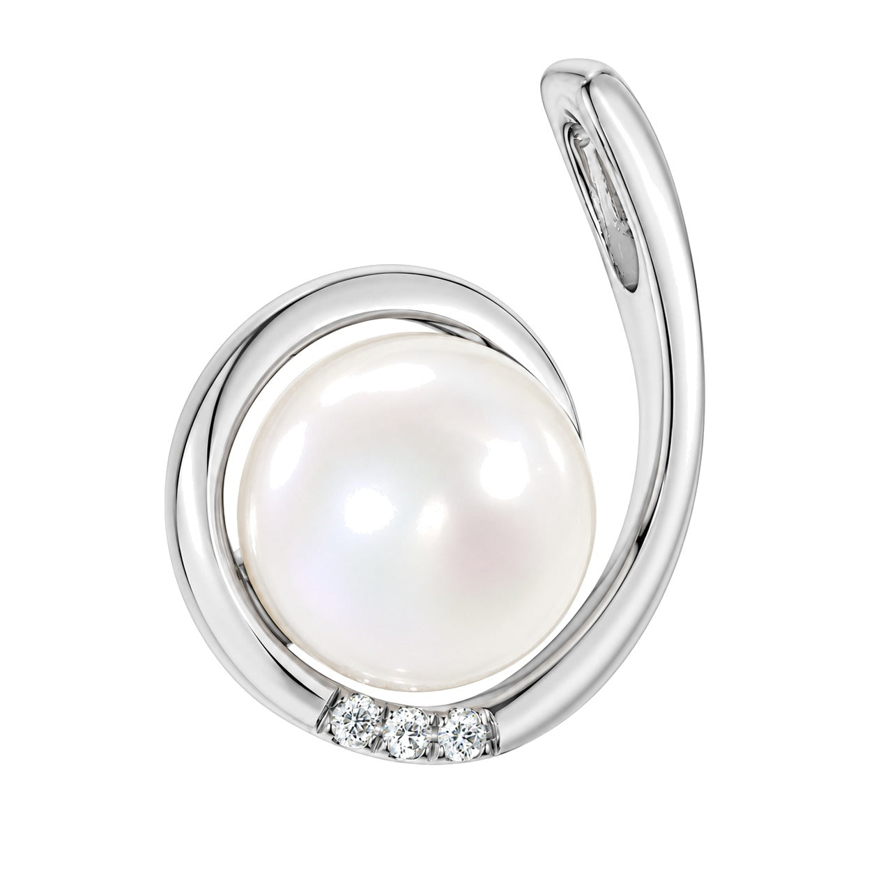 Halssmykke i 14kt Gult/Hvitt Gull (585), 0,03 ct TW/SI Diamant og 10mm Perle – bilde 2 – Diamanthuset