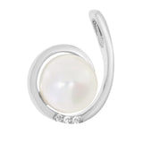 Halssmykke i 14kt Gult/Hvitt Gull (585), 0.03ct TW/SI Diamant og 10mm Perle