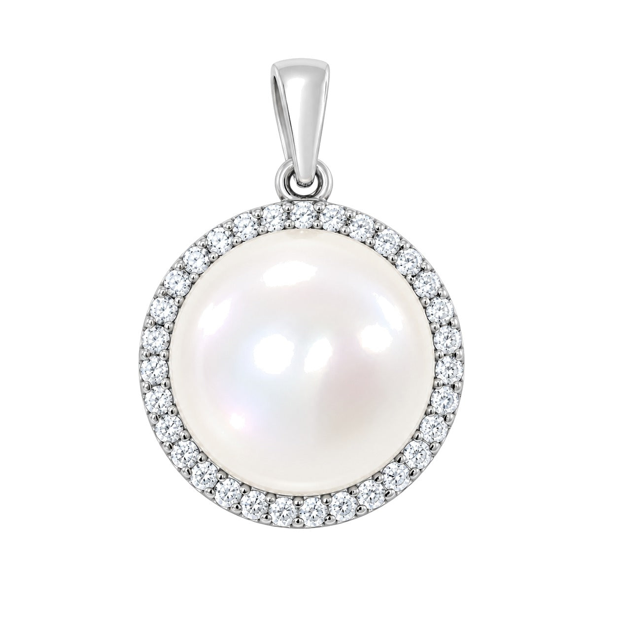 Halssmykke i 14kt Gult/Hvitt Gull (585), 0,15 ct TW/SI Diamant og 11mm Perle – bilde 2 – Diamanthuset