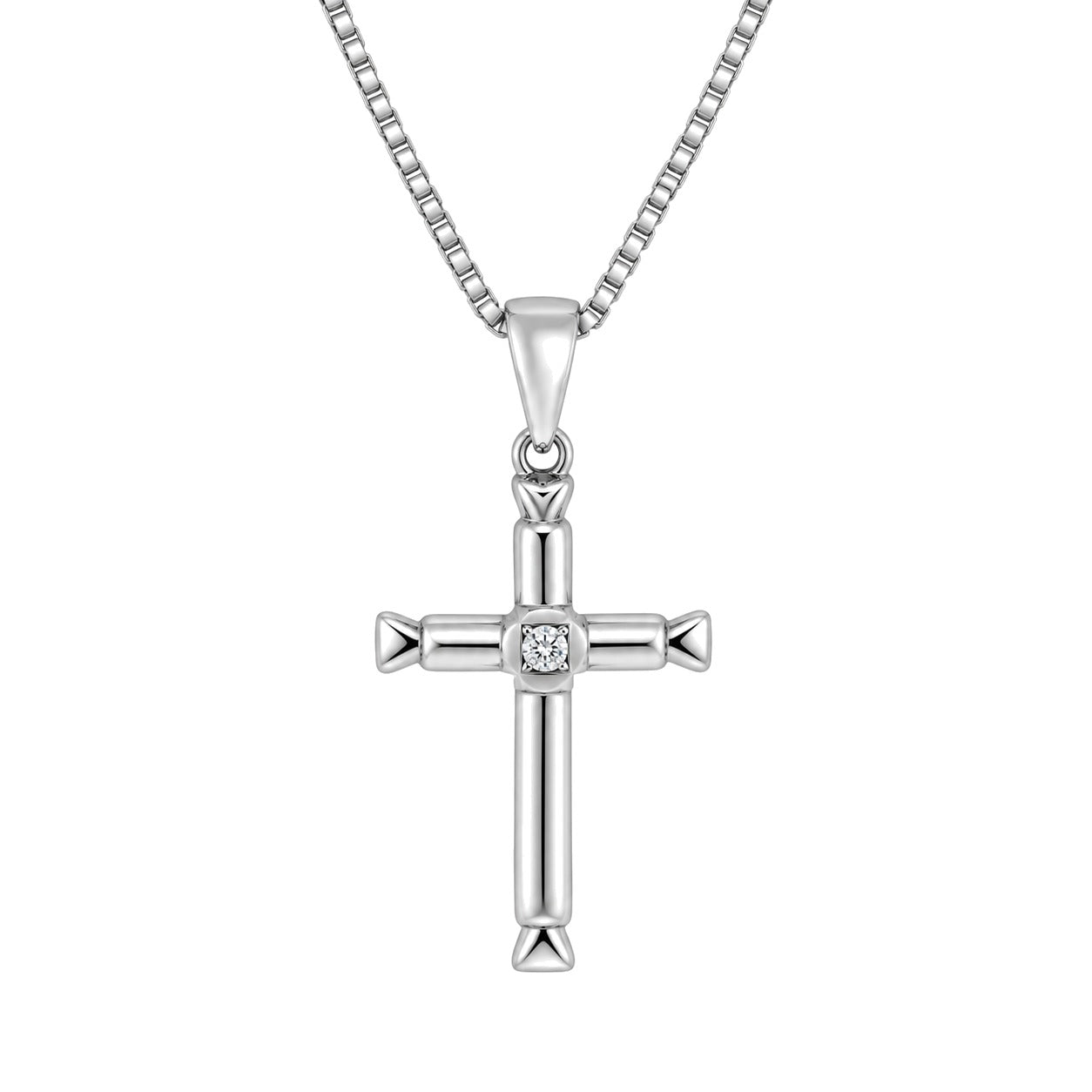 Korsanheng i 14kt Hvitt/Gult Gull,, 0,04 ct TW/SI diamant – Diamanthuset