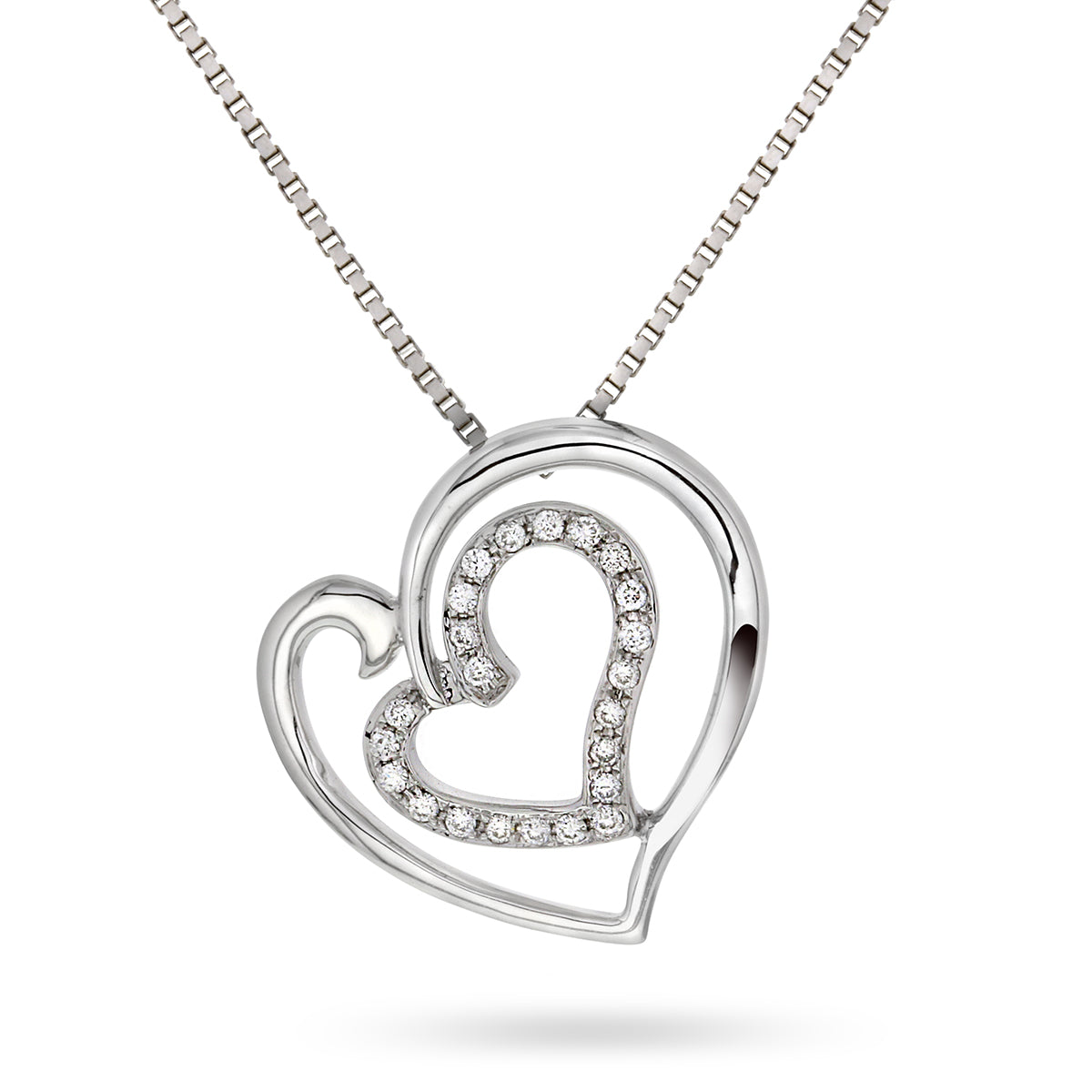 Hjerteanheng i 14kt Hvitt/Gult Gull,, 0.20ct TW/SI diamanter