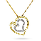 Hjerteanheng i 14kt Hvitt/Gult Gull,, 0.20ct TW/SI diamanter