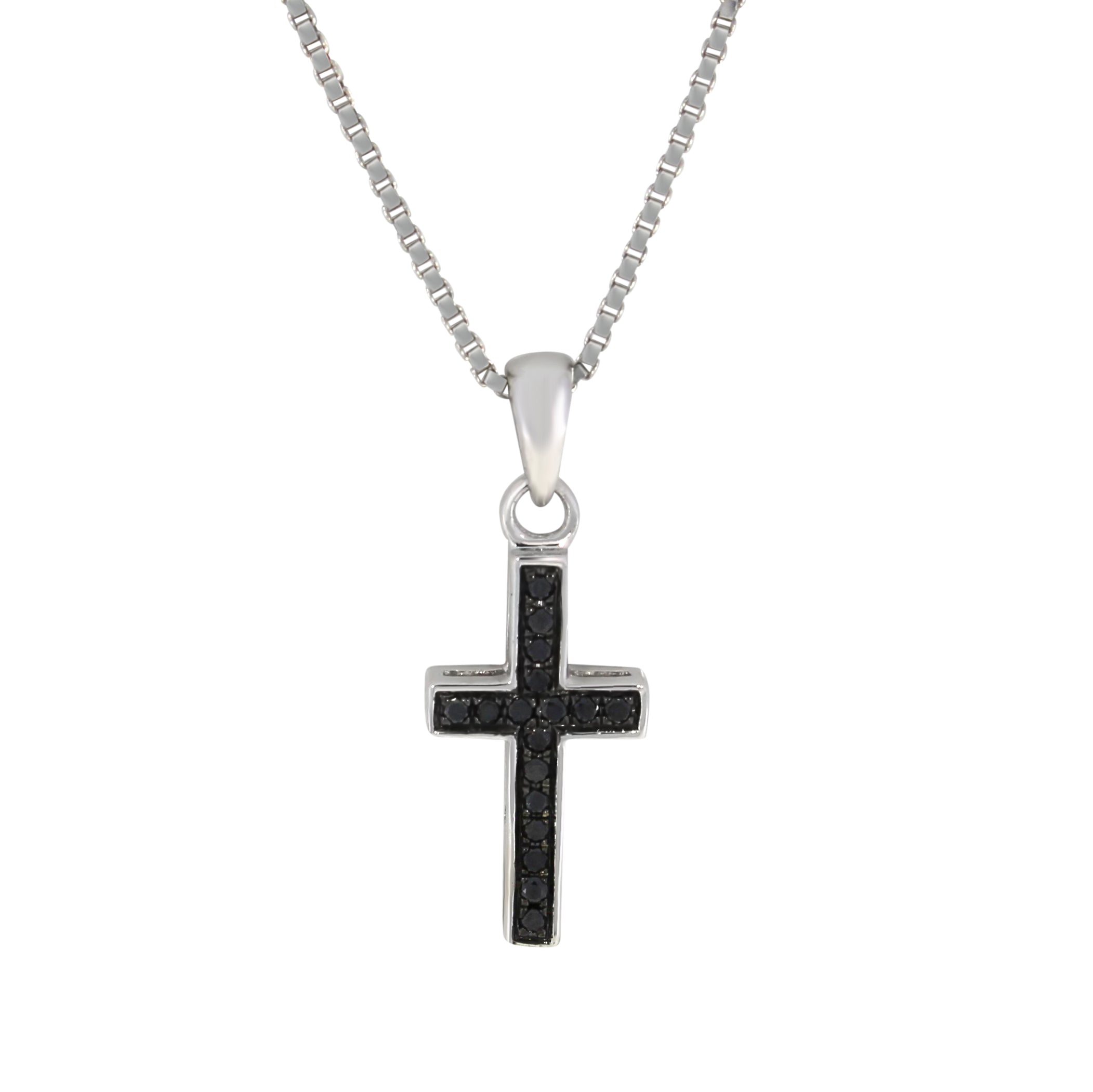 Korsanheng i 14kt Hvitt/Gult Gull,, 0.15ct Svarte Diamanter