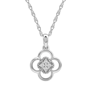 Diamanthalssmykke i hvitt og gult gull, 0.04ct TW/Si