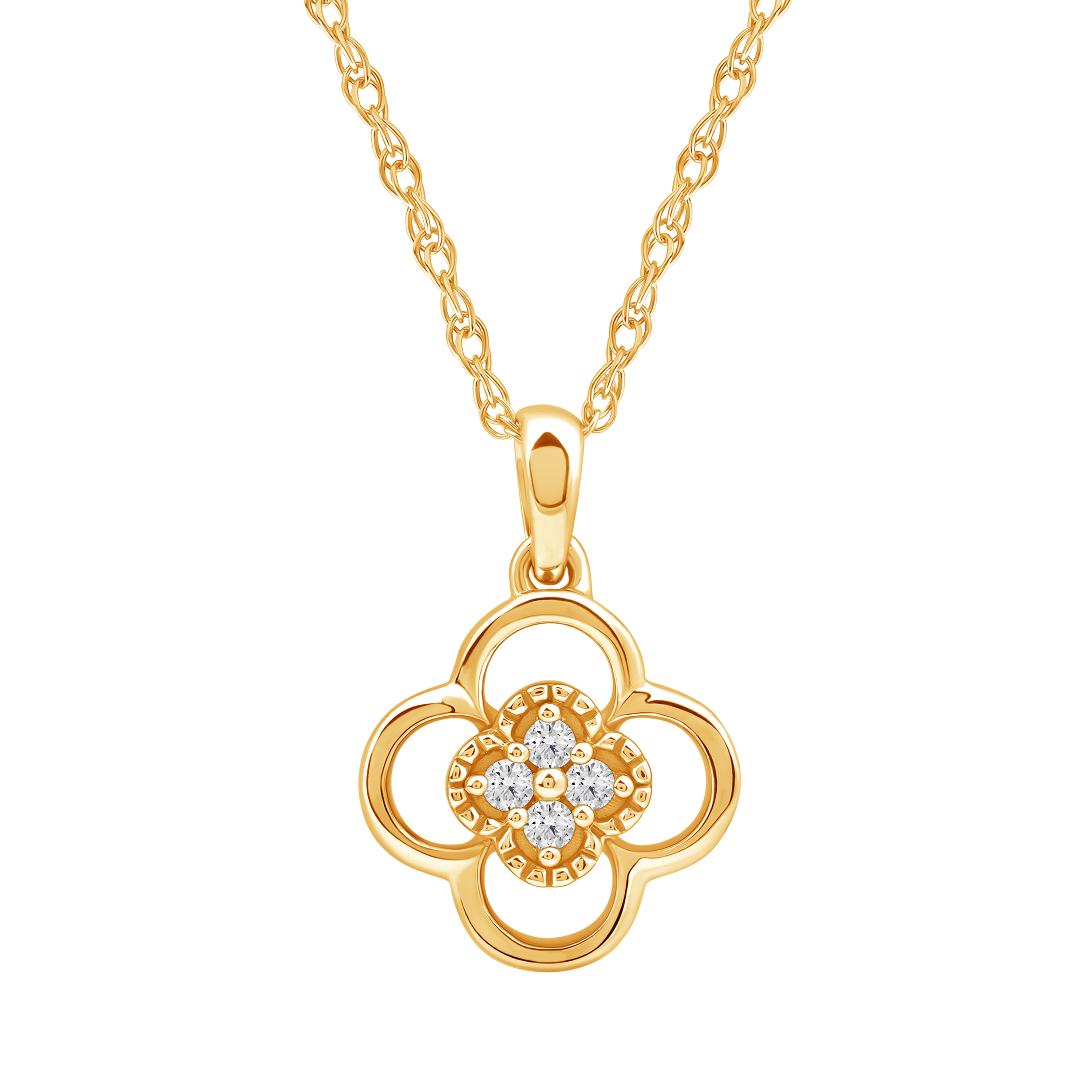 Diamanthalssmykke i hvitt og gult gull, 0.04ct TW/Si