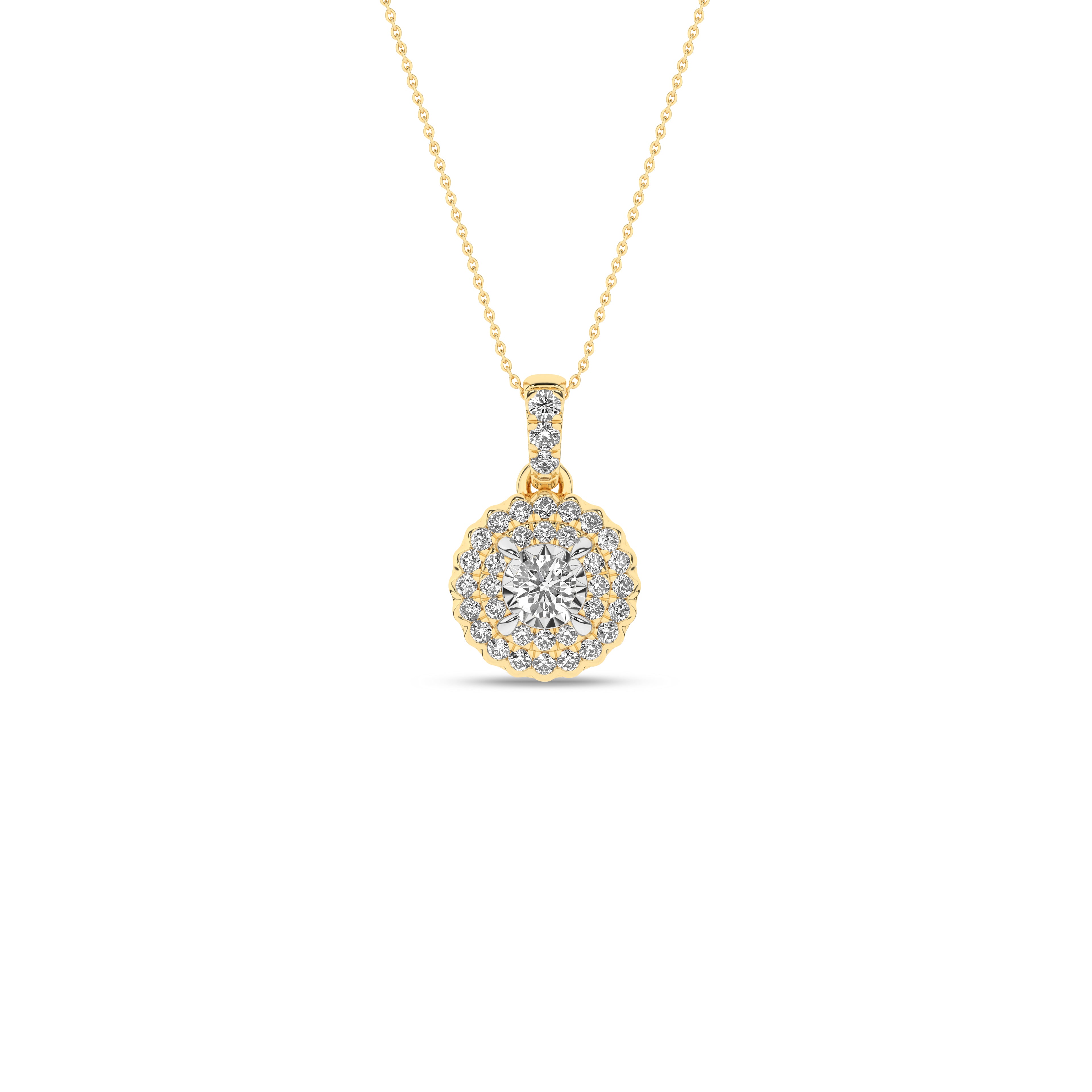 Rosett diamanthalssmykke i Hvitt/Gult Gull, 0,25ct TWSI