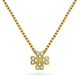 Diamanthalssmykke i hvitt og gult gull, 0.12ct TW/Si