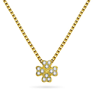 Diamanthalssmykke i hvitt og gult gull, 0.12ct TW/Si