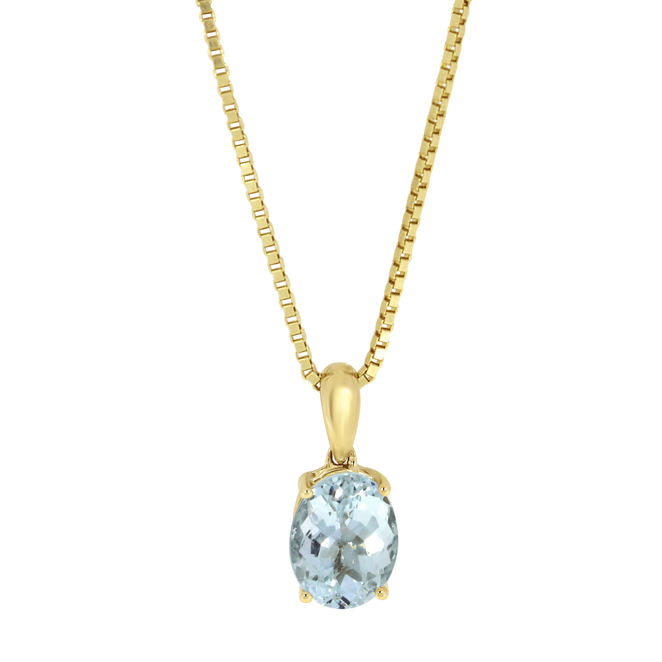Halssmykke i Hvitt/Gult Gull (585) Med 2.50ct Aquamarine