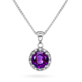 Diamantanheng I Hvitt Gull (585) Med 0.15ct TW/SI Diamanter og 1.80ct Ametyst