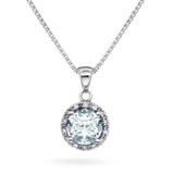 Diamantanheng I Hvitt Gull (585) Med 0.15ct TW/SI Diamanter og 1.80ct Aquamarine
