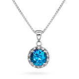Diamantanheng I Hvitt Gull (585) Med 0.15ct TW/SI Diamanter og 1.80ct Topas