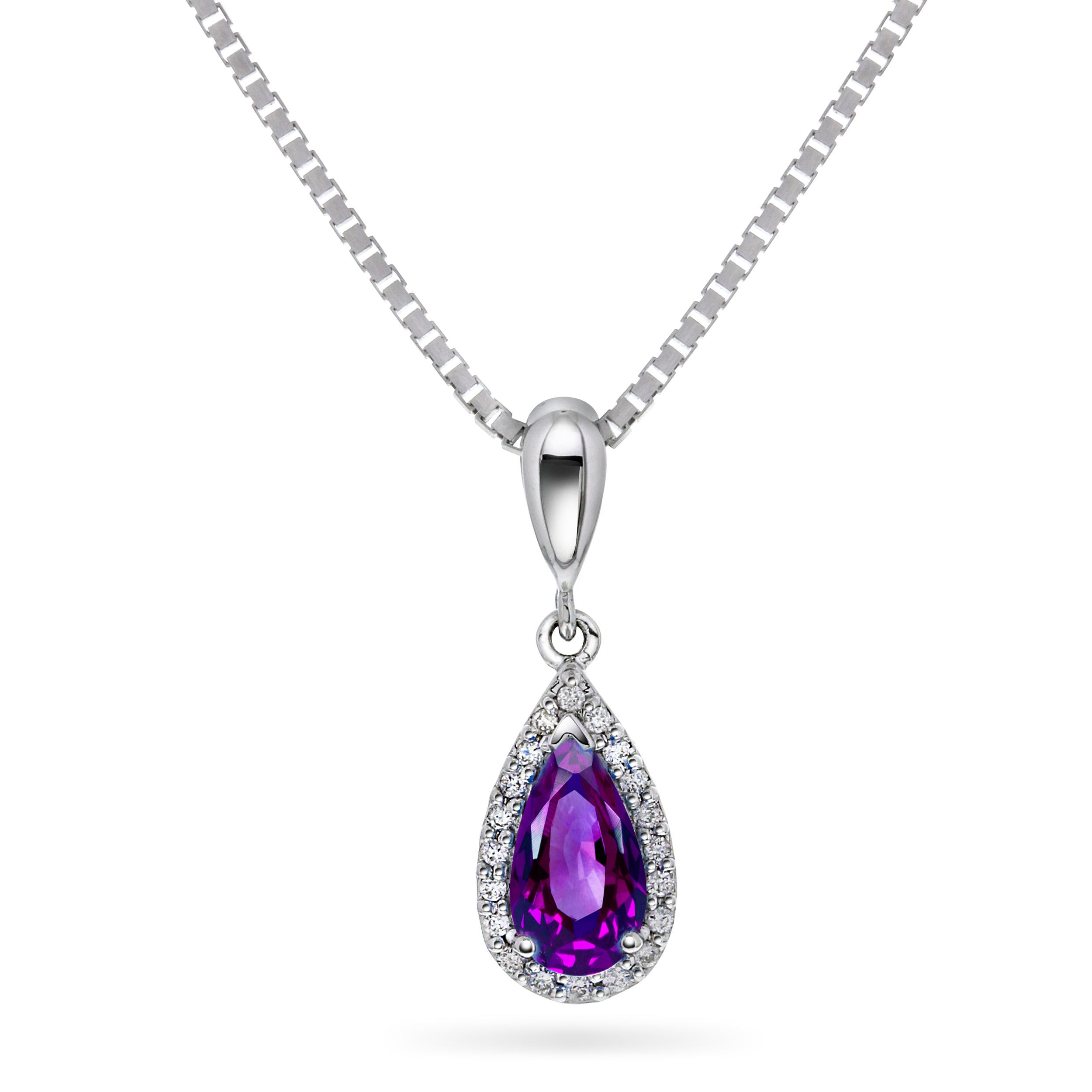Diamantanheng I Gult/Hvitt Gull (585) Med 0.10ct TW/SI Diamanter og Ametyst
