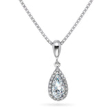 Diamantanheng I Hvitt Gull (585) Med 0.10ct TW/SI Diamanter og Aquamarine