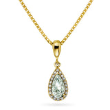 Diamantanheng I Gult Gull (585) Med 0.10ct TW/SI Diamanter og Grønn Ametyst