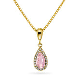 Diamantanheng I Gult Gull (585) Med 0.10ct TW/SI Diamanter og Rosekvarts