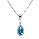 Diamantanheng I Hvitt/Gult Gull (585) Med 0.10ct TW/SI Diamanter og Topas