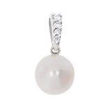 Perlesmykke i 14kt Hvitt Gull (585), 0.07ct TW/SI Diamant og 8.5-9mm Perle