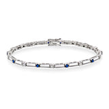 Armbånd i Hvitt Gull (585), 0.45ct TW/SI Diamanter + 0.65ct Safir