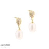 Aqua Dulce - Pavé Pearl Earstuds - Forgylt Sølv (925)
