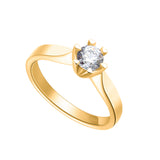Victoria enstens diamantring i Hvitt/Gult Gull, 1.00CT TWSI - Med Intenasjonalt Diamantsertifikat
