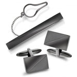 Slipsnål og mansjettknapper, gunmetal med diagonal
