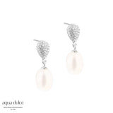 Aqua Dulce - Pavé Pearl Earstuds - Hvitt Sølv (925)